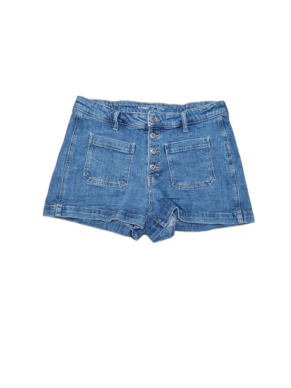 Old Navy Womens High-Rise Denim Shorts Size 12 Button Fly Blue Jean Casual Style